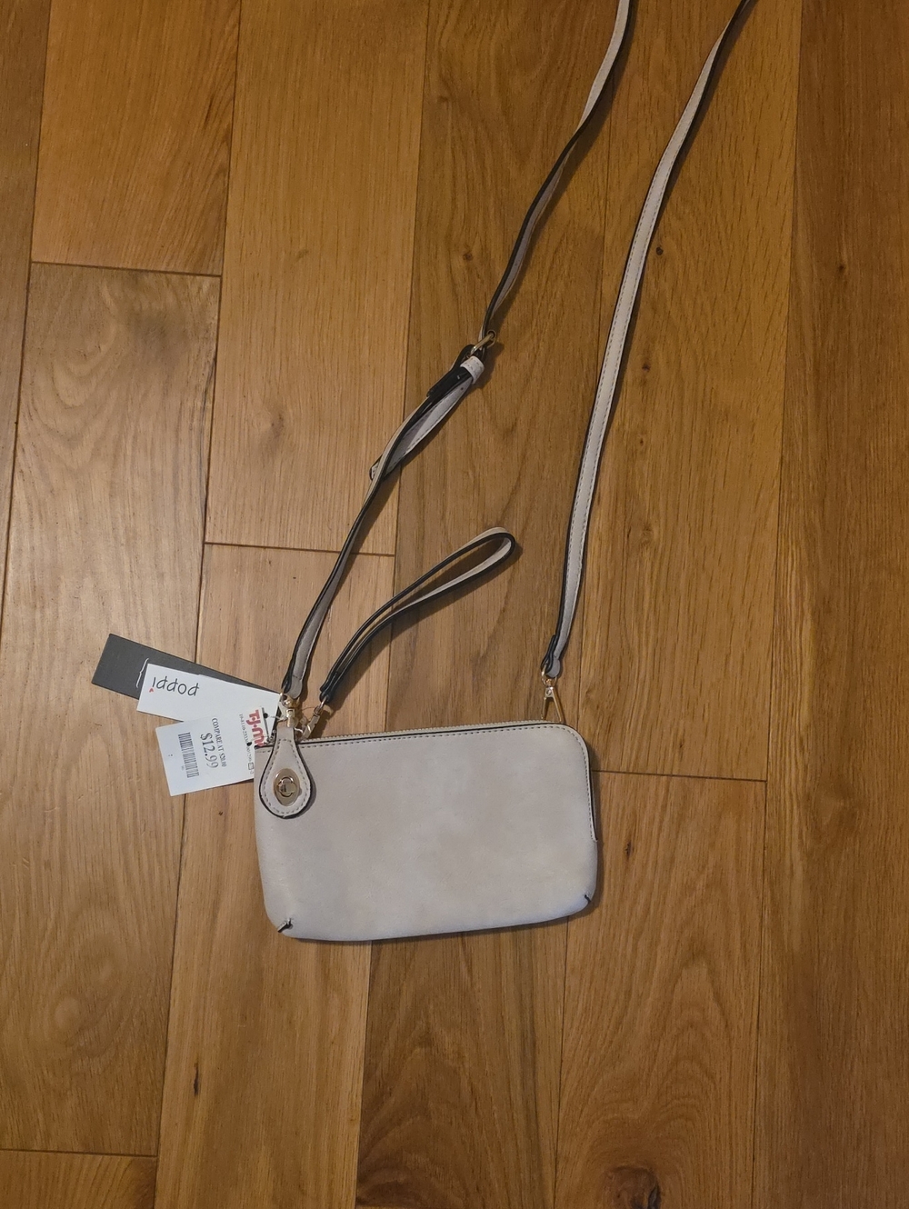 Womens Cream Crossbody Wristlet Bag